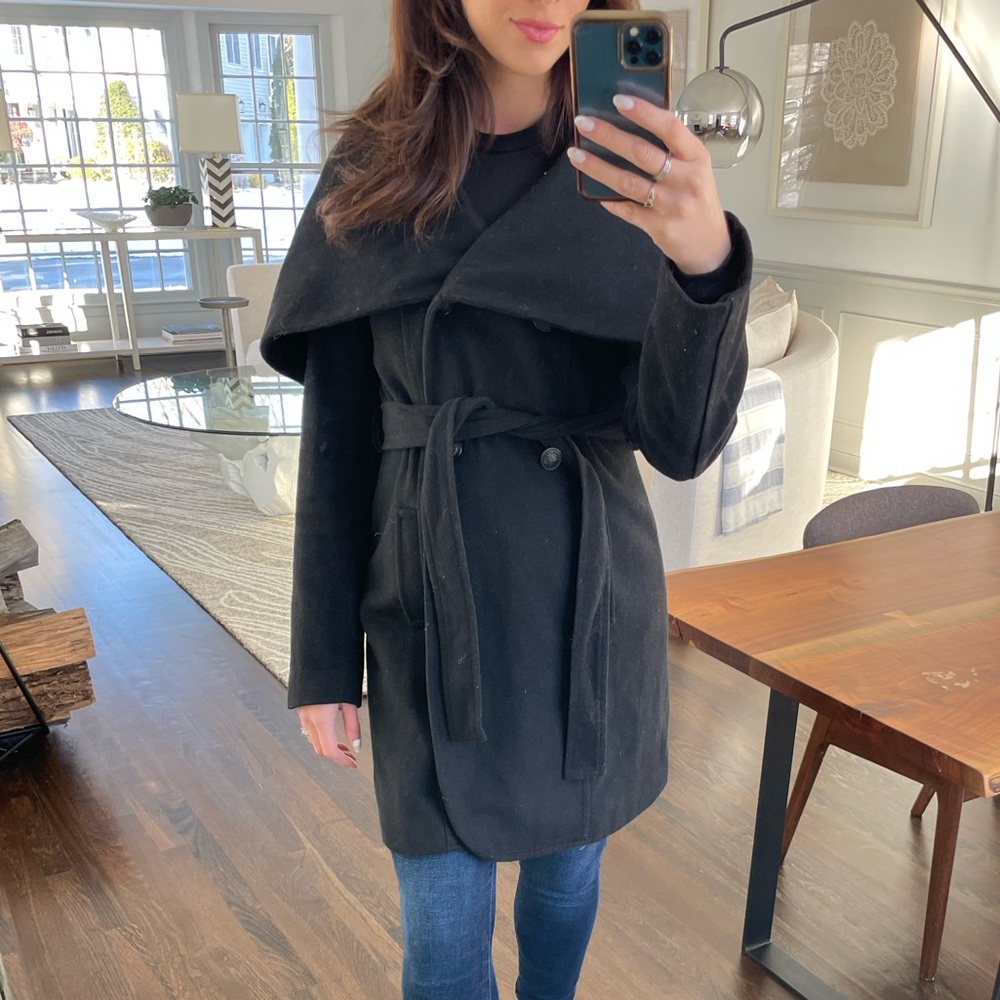 100% Cashmere Wool Black Peacoat Small
